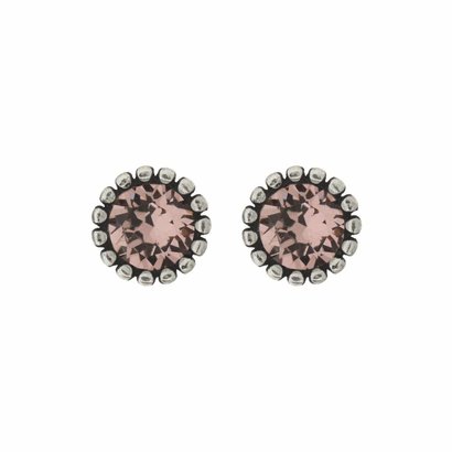 BIBA OORBELLEN Biba Earrings silver with a tulip-shaped ribbed back and a Swarovski stone Vintage Rose