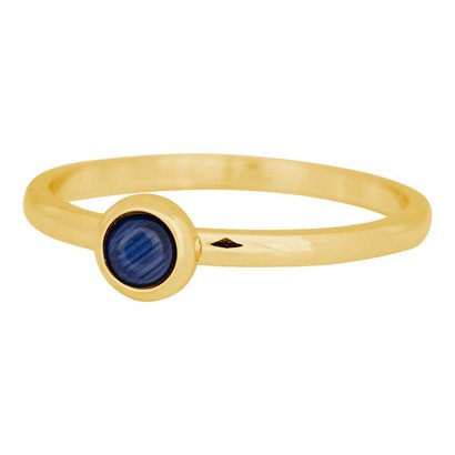 IXXXI JEWELRY RINGEN iXXXi Jewelry Invulring 0.2 cm Staal met een platte zetting met een Cateye Naturstone Navy Blue Gold