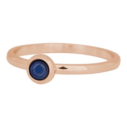 IXXXI JEWELRY RINGEN iXXXi Jewelry Invulring 0.2 cm Staal met een platte zetting met een Cateye Naturstone Navy Blue Rosegold