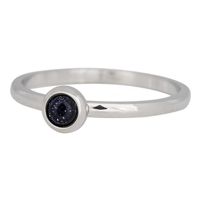 IXXXI JEWELRY RINGEN iXXXi Jewelry Invulring 0.2 cm Staal met een platte zetting met een Cateye Naturstone Dark Blue Silver