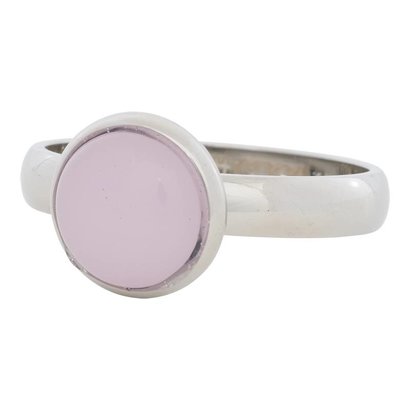 IXXXI JEWELRY RINGEN iXXXi Jewelry Invulring 0.4 cm Staal met een platte zetting met daarin een 10mm Pink stone cabochon Silver