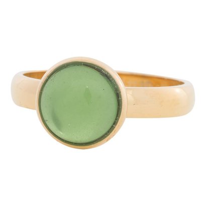 IXXXI JEWELRY RINGEN iXXXi Jewelry Invulring 0.4 cm Staal met een platte zetting met daarin een 10mm Green stone cabochon Gold