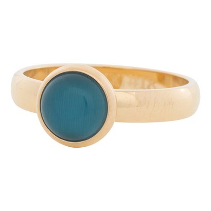 IXXXI JEWELRY RINGEN iXXXi Jewelry Invulring 0.4 cm Staal met een platte zetting met daarin een 8mm Blue Cateye cabochon Gold