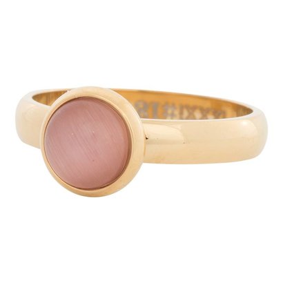 IXXXI JEWELRY RINGEN Fill iXXXi Jewelry Ring 0.4 cm Steel with a flat setting containing an 8mm Pink Cateye cabochon Gold