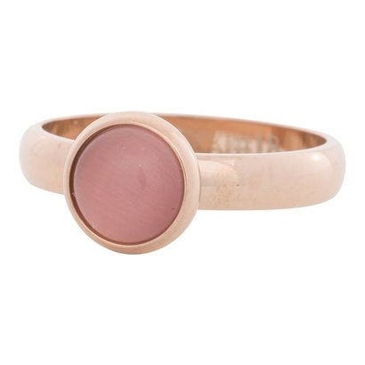 IXXXI JEWELRY RINGEN iXXXi Jewelry Invulring 0.4 cm Staal met een platte zetting met daarin een 8mm Pink Cateye cabochon Rosegold