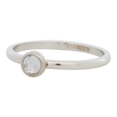 IXXXI JEWELRY RINGEN iXXXi Jewelry Invulring 0.2 cm Staal met een platte zetting met een Zirconia Stone White Silver