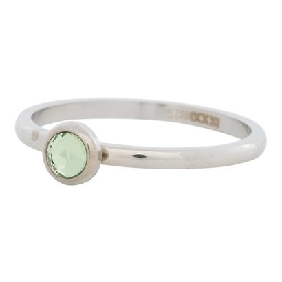 IXXXI JEWELRY RINGEN iXXXi Jewelry Invulring 0.2 cm Staal met een platte zetting met een Zirconia Stone Lightgreen Silver