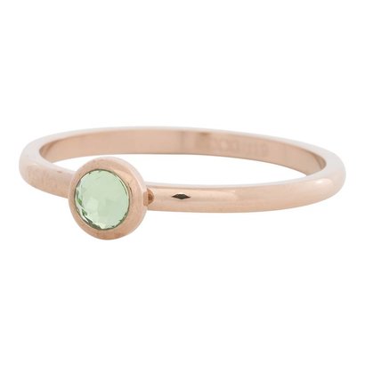 IXXXI JEWELRY RINGEN iXXXi Jewelry Invulring 0.2 cm Staal met een platte zetting met een Zirconia Stone Lightgreen Rosegold