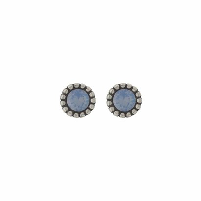 BIBA OORBELLEN Biba Earrings silver with a tulip-shaped ribbed back and a Swarovski stone Air Blue Opal