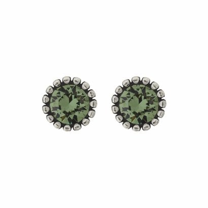 BIBA OORBELLEN Biba Earrings silver with a tulip-shaped ribbed back and a Swarovski stone Erinite