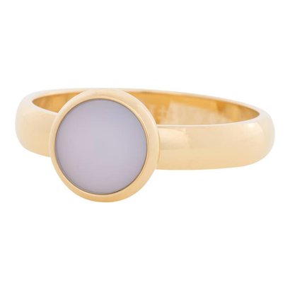 IXXXI JEWELRY RINGEN iXXXi Jewelry Invulring 0.4 cm Staal met een platte zetting met daarin een 8mm Mat Pink cabochon Gold