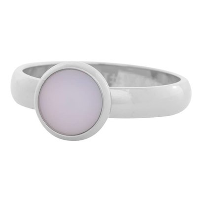 IXXXI JEWELRY RINGEN iXXXi Jewelry Invulring 0.4 cm Staal met een platte zetting met daarin een 8mm Mat Pink cabochon Silver