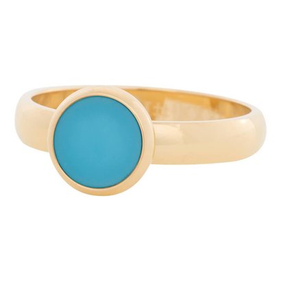 IXXXI JEWELRY RINGEN iXXXi Jewelry Invulring 0.4 cm Staal met een platte zetting met daarin een 8mm Mat Aqua cabochon Gold