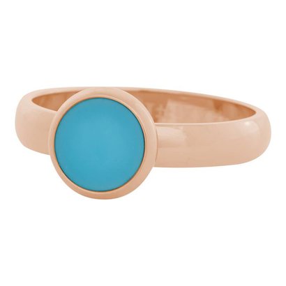 IXXXI JEWELRY RINGEN iXXXi Jewelry Invulring 0.4 cm Staal met een platte zetting met daarin een 8mm Mat Aqua cabochon Rosegold