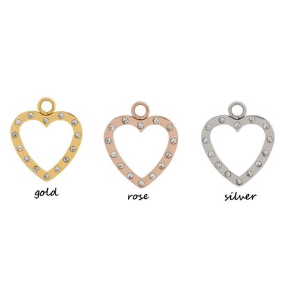 iXXXi JEWELRY IXXXI JEWELRY CHARM OPEN HEART CRYSTAL STAINLESS STEEL SELECT THE COLOR