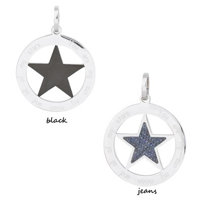 iXXXi JEWELRY IXXXI JEWELRY PENDANT STAR JEANS BLACK STAINLESS STEEL KIES HIER DE KLEUR