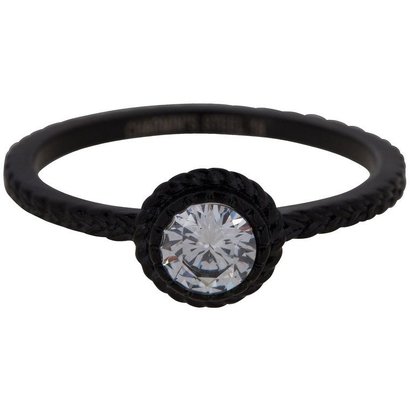CHARMIN'S Charmins ICONIC Stahl glänzende Stahlpfahl Ring R438 Schwarz von Modeschmuck-Marke Charmin ist.
