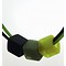 CUBE COLLECTION CUBE KETTING  Zwart Groen met 3 Cubes Zwart- Olive - Musterd