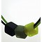 CUBE COLLECTION CUBE NECKLACE Black Green with 3 Cubes Black Olive - Mustard