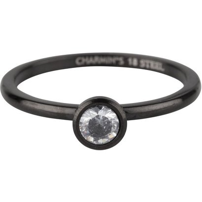 CHARMIN'S Charmins Shiny STYLISH Bright Steel stalen stapelring R491 Black van het fashion sieradenmerk Charmin’s.