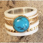 IXXXI JEWELRY RINGEN iXXXi COMBINATION RING 14mm CERAMIC 1049 TURQUOISE STONE GOLD