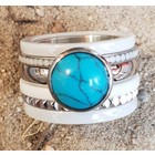 IXXXI JEWELRY RINGEN iXXXi COMBINATIE RING 14mm CERAMIC 1050 TURQUOISE STONE SILVER