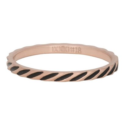 iXXXi JEWELRY iXXXi Jewelry Ring 2mm SLANTING STRIPES Rosegold Stainless steel