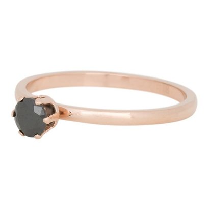 iXXXi JEWELRY iXXXi Jewelry Ring 2mm CROWN BLACK DIAMOND rosegold Stainless steel