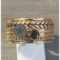 IXXXI JEWELRY RINGEN iXXXi COMBINATION RING 12mm GOLD COLORED 1054 BLACK STAR