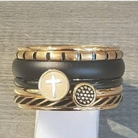 IXXXI JEWELRY RINGEN iXXXi COMBINATIE RING 14mm GOUDKLEURIG 1056 CROSS GOLD