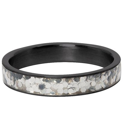 IXXXI JEWELRY RINGEN iXXXi Jewelry Ring 4mm GLITTER CONFETTI BLACK Stainless steel
