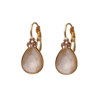 BIBA OORBELLEN Biba Teardrop Ohrringe Gold oder Silber mit Creme Swarovskisteen