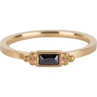 CHARMIN'S Charmins Ring Rectangel Gold Steel BLACK CZ