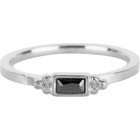 CHARMIN'S Charmins Ring Rectangel Silber Stahl SCHWARZ CZ