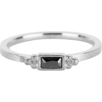 CHARMIN'S Charmins Ring Rectangel Silber Stahl SCHWARZ CZ