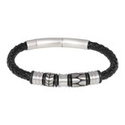 iXXXi JEWELRY MEN iXXXi JEWELRY  LEREN ARMBAND ZWART SILVER STEEL DANIEL