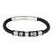 iXXXi JEWELRY MEN iXXXi JEWELRY ROUND LEATHER BRACELET WITH STEEL CLOSURE BLACK SILVER MODEL DANIEL