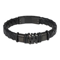 iXXXi JEWELRY MEN iXXXi JEWELRY  LEREN ARMBAND ZWART  STEEL JACKSON