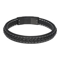 iXXXi JEWELRY MEN iXXXi JEWELRY LEATHER BRACELET BLACK STEEL SAMUEL