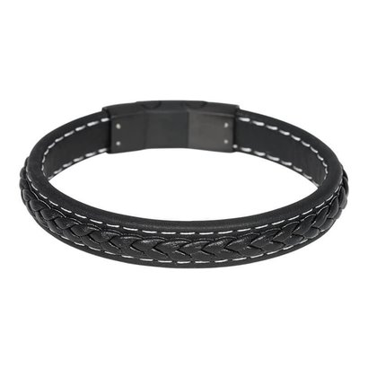 iXXXi JEWELRY MEN iXXXi JEWELRY LEATHER BRACELET WITH STEEL CLOSURE BLACK MODEL SAMUEL