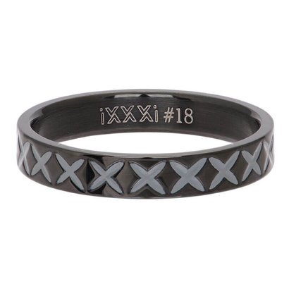 IXXXI JEWELRY RINGEN iXXXi Jewelry Vulring 4mm X LINE Black Stainless steel