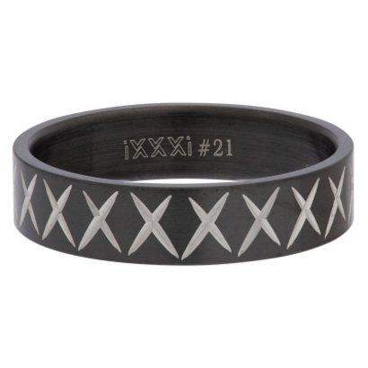 iXXXi JEWELRY MEN iXXXi HEREN VULRING CROSS LINE BLACK 6MM