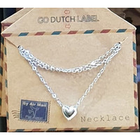 GO-DUTCH LABEL Go Dutch Label Necklace Mini Sphere Heart Silver colored