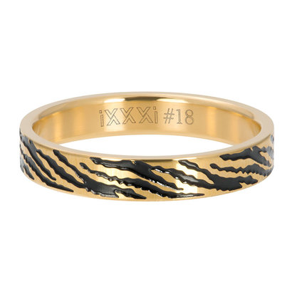 iXXXi JEWELRY iXXXi Vulring 4mm  Zebra Goudkleurig  stainless staal