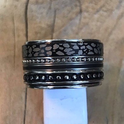 IXXXI JEWELRY RINGEN iXXXi KOMBINATIONSRING 14mm SILBER 1074 SCHWARZ PANTER