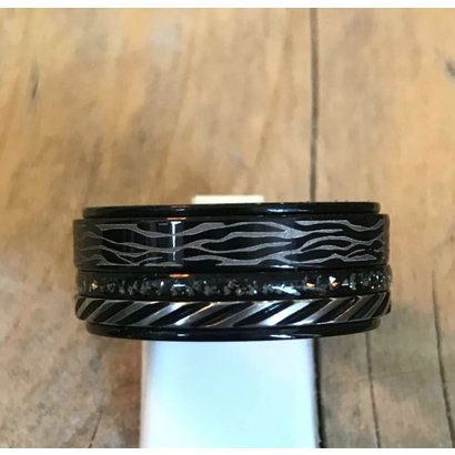 IXXXI JEWELRY RINGEN iXXXi COMBINATIE RING 10mm ZWART 1075 BLACK ZEBRA