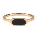 CHARMIN'S Charmins Ring Squared Oval Schwarz Shiny Steel Gold