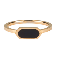 CHARMIN'S Charmins ring Squared Oval Black  Shiny Steel Gold
