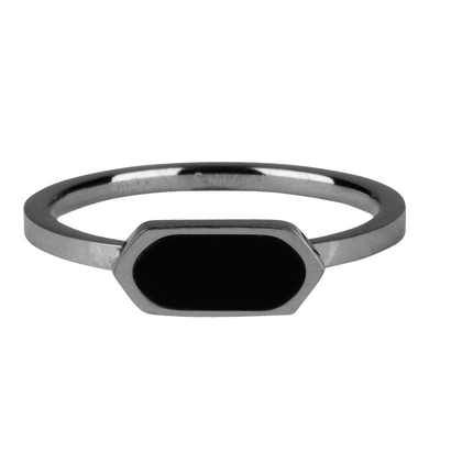 CHARMIN'S Charmins Fashion Seal Squared Oval with black Stone Shiny Silver steel R671 from the fashion jewelry brand Charmin's.