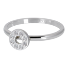 IXXXI JEWELRY RINGEN iXXXi Washer 2mm. Flat Circle Crystal Stone Silver colored Stainles stem